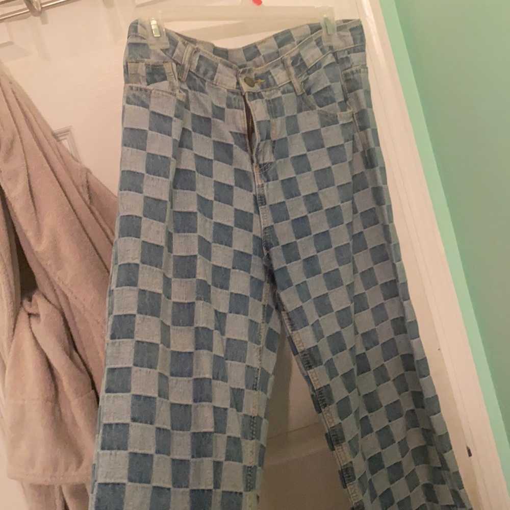 checkered jeans